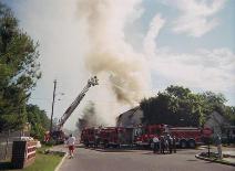 Cape May Court House Fire Dept. used their Ladder Truck to suppress this massive structure fire in 2003
