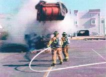 Trash truck fire after being contained in the Marina Lot at 80th Street and the Bay in 2000